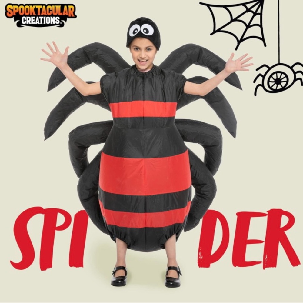 Halloween Costume Spider Inflatable for Kids Full Body Air Blow Up Pump Included